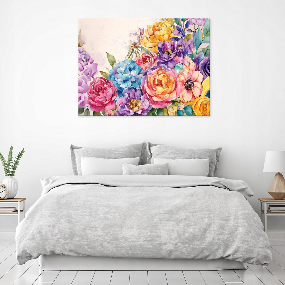 LEINWANDBILD Blumen Abstrakt Bunt 100x70 cm - Multicolor, Holzwerkstoff (100/70cm) - Wallarena