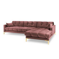 ECKSOFA rechts Mamaia aus Samt rosa 5 Sitzplätze - Pink, Textil (185/293cm) - Micadoni