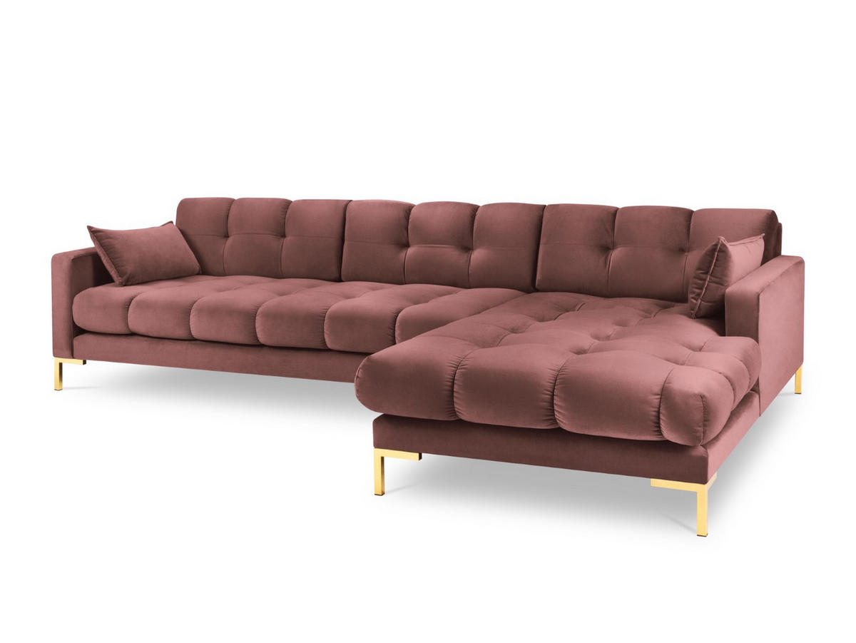ECKSOFA rechts Mamaia aus Samt rosa 5 Sitzplätze - Pink, Textil (185/293cm) - Micadoni