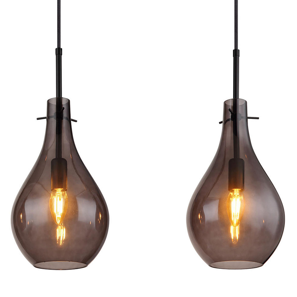 HÄNGELEUCHTE FLIPS Glas Grau Rauchoptik - Grau, Glas (110/18/120cm) - Globo Lighting