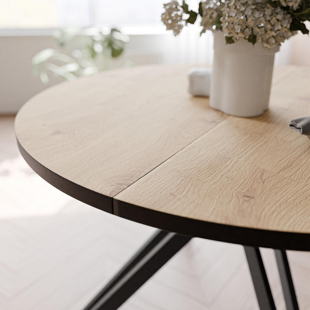 ESSTISCH ausziehbar aus MDF, Braun - Schwarz/Braun, Holzwerkstoff (120/120/76cm) - Idohome