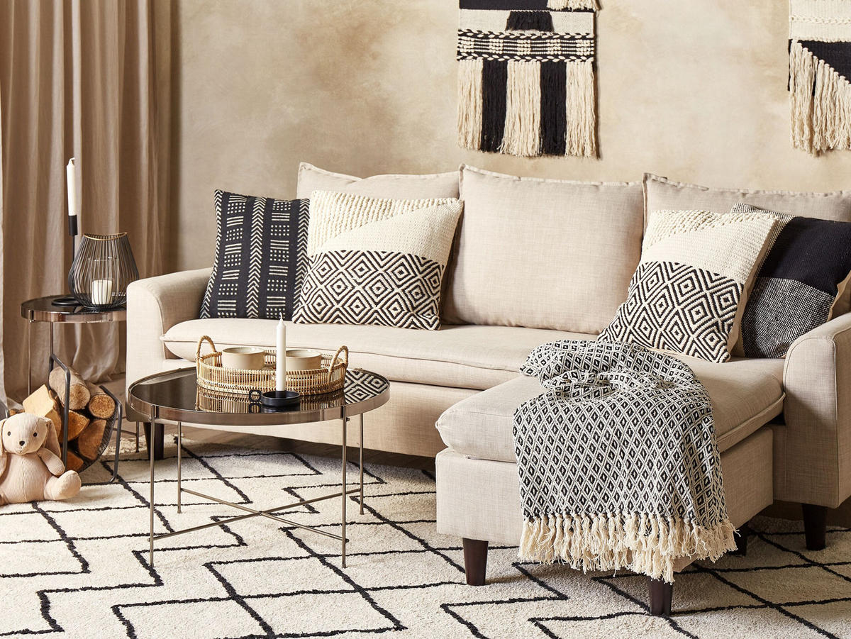 DEKOKISSEN 2er-Set Beige 45/45 cm Calanthe - Beige, Naturmaterialien/Textil (45/45cm) - Beliani