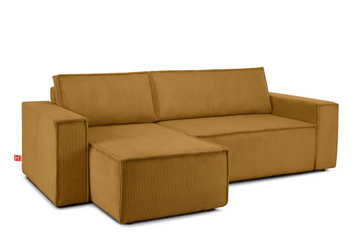 ECKSOFA-LINKS/RECHTS NAPI Schlaffunktion mit Cordbezug, Gelb - Gelb/Schwarz, Textil (262/148cm) - KONSIMO®