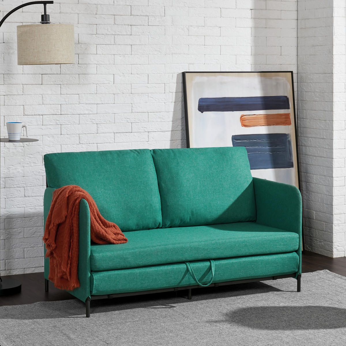 SCHLAFSOFA Soini - Grün, Textil/Metall (125/78/67cm) - [en.casa]
