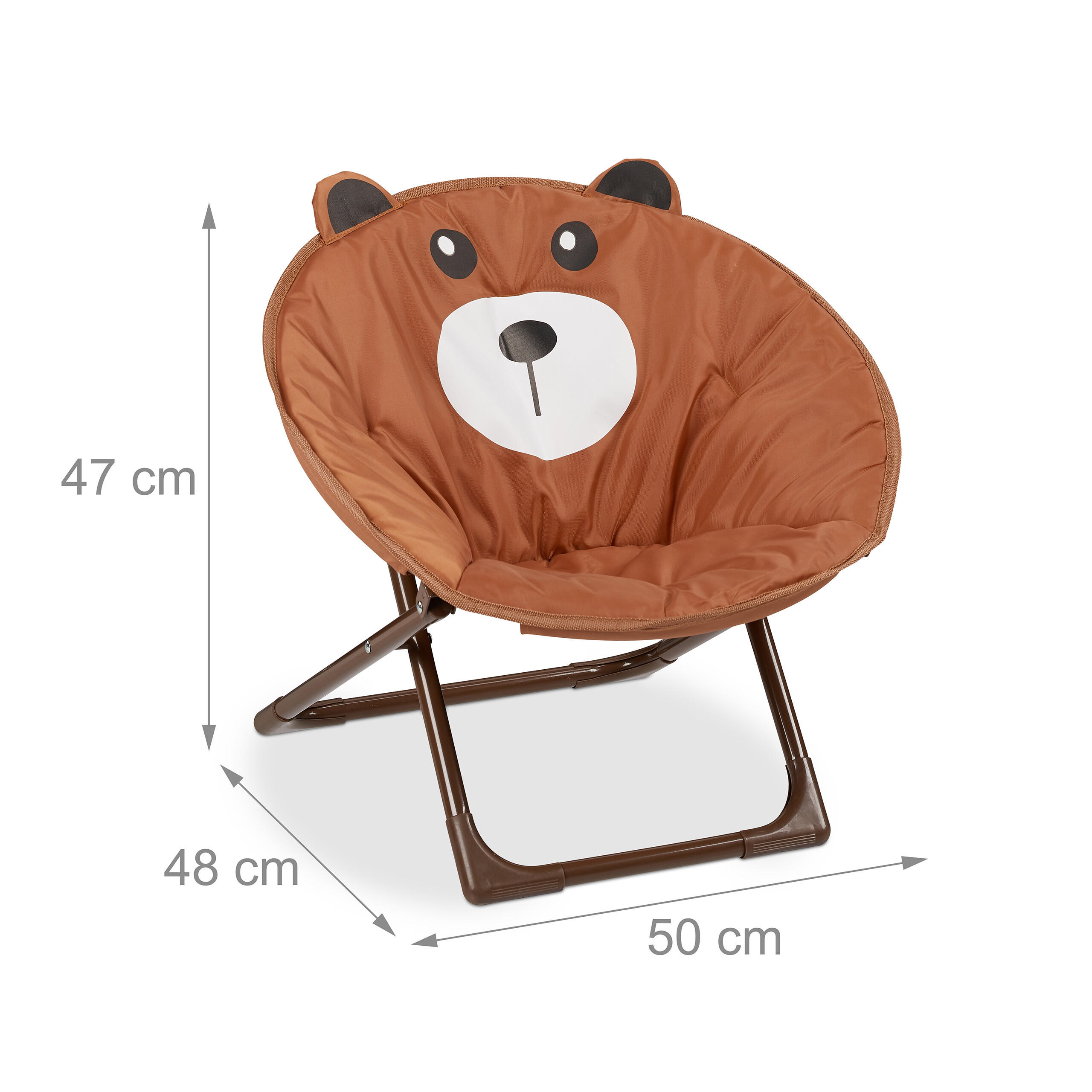 Thumbnail - Relaxdays Kinderstuhl, Braun, Textil, Metall, Kunststoff, Tiere, 1-Sitzer, 50x47x48 cm, Kinder- & Jugendzimmer, Kindermö...