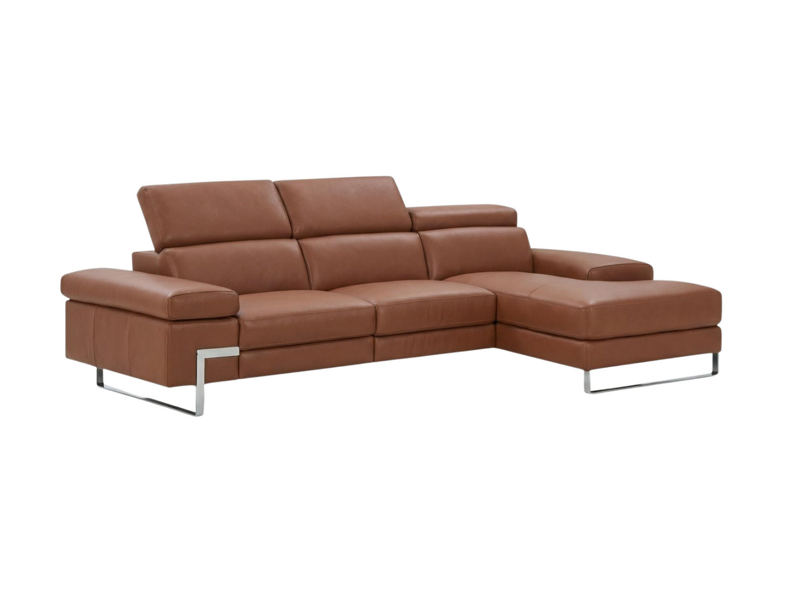 ECKSOFA Lete Echtleder Cognacbraun - Cognac, Leder/Metall (160/232cm)