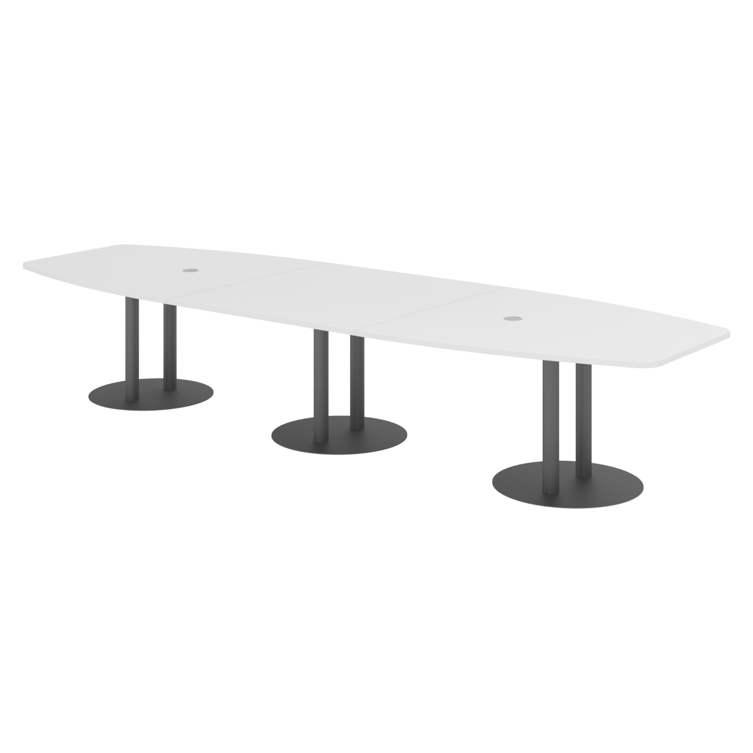 KONFERENZTISCH groß KT40 130/400/74 cm in Weiß/Säule in Graphitfarben - Graphitfarben/Weiß, Holzwerkstoff (130/400/74cm) - bümö