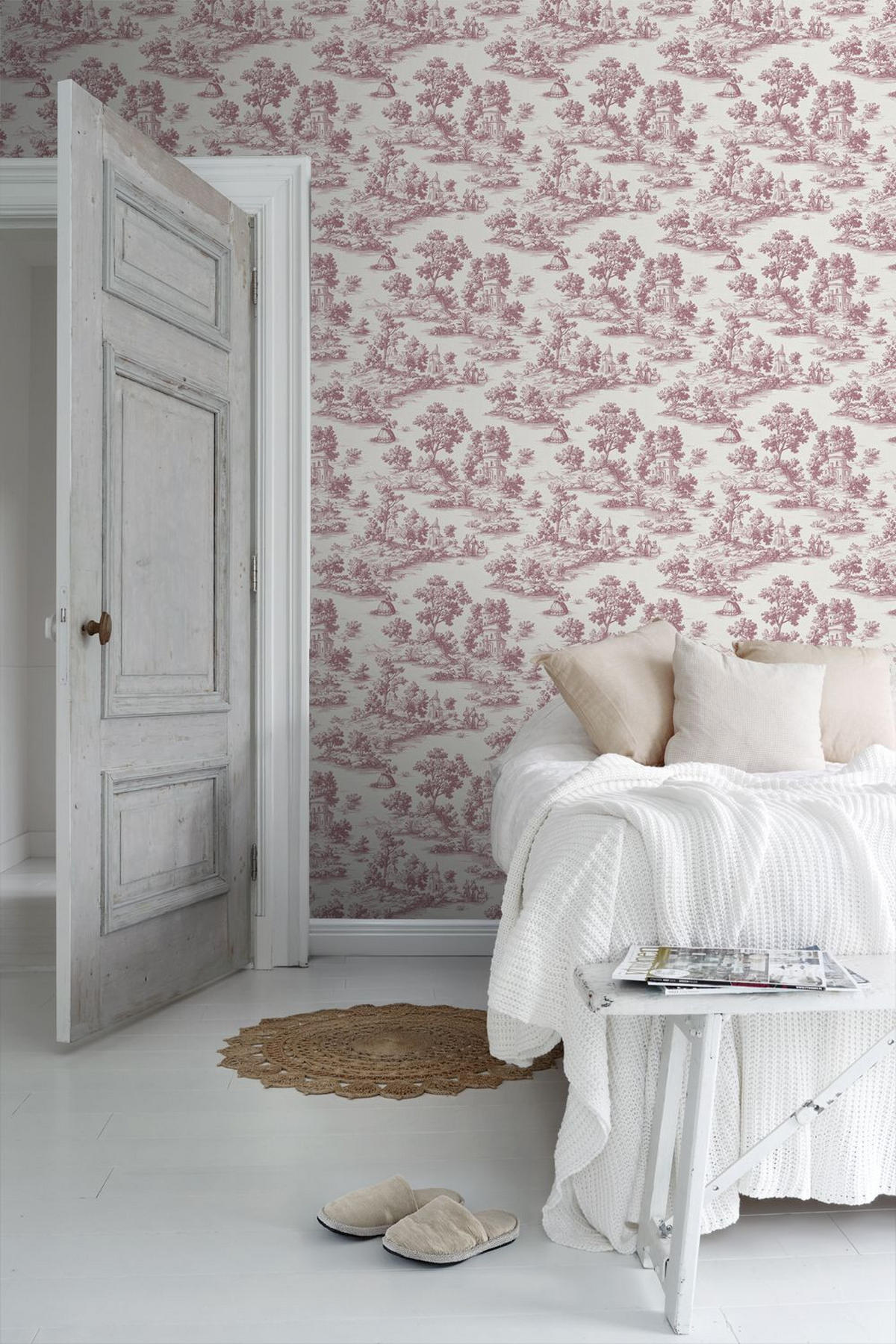 TAPETE Toile de Jouy 53 cm x 10 m - Rot, Papier (53/1000cm) - Sanders & Sanders