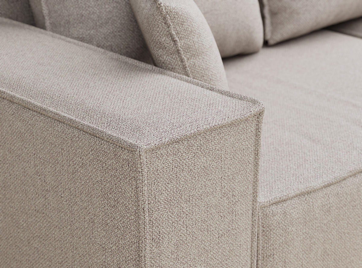 ECKSOFA MIT SCHLAFFUNKTION Moyo Beige Webstoff - Schwarz/Grau, Holz/Holzwerkstoff (255/148cm) - Maison de Reve