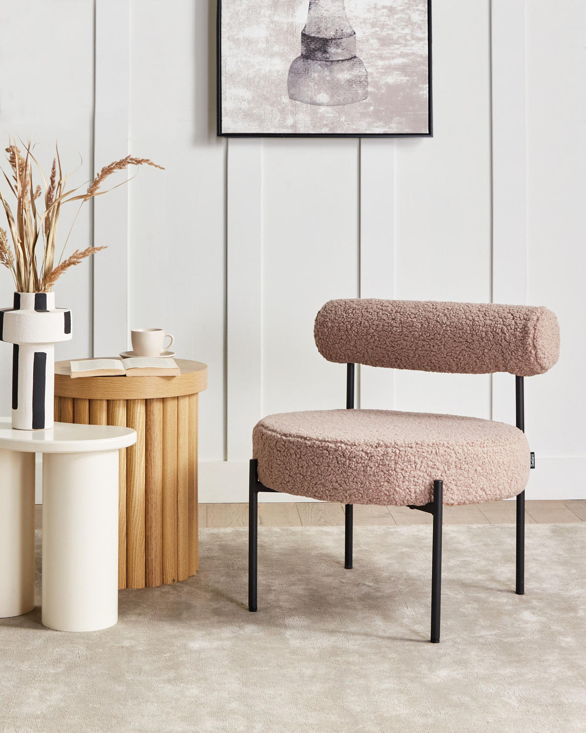 SESSEL Taupe Alpha - Taupe/Schwarz, Textil (60/66/60cm) - Beliani