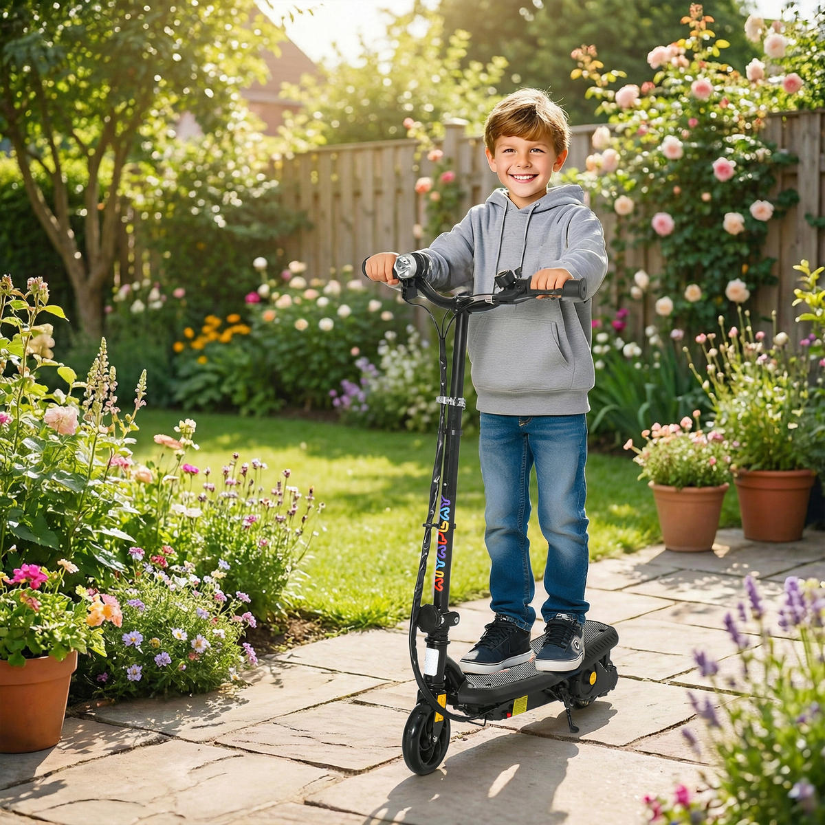 KINDERSCOOTER DE-16944 klappbar 120 W 12 km/h Schwarz - Schwarz, Metall (75/48/105cm) - ComfortXL