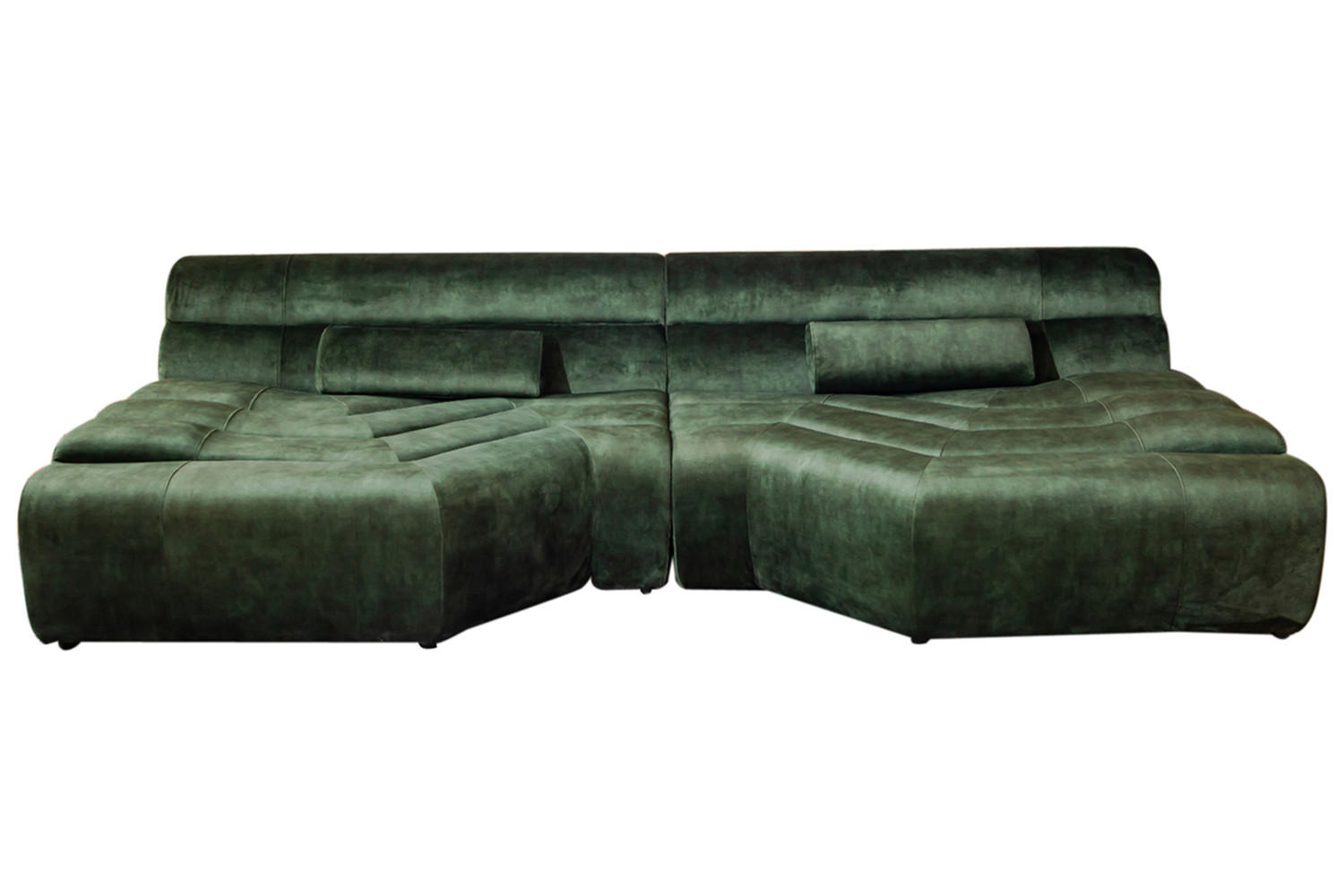 BIG SOFA MIT KISSEN TARA Grün Velvet - Grün, Textil (286/76/143cm) - KAWOLA