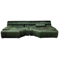 BIG SOFA MIT KISSEN TARA Grün Velvet - Grün, Textil (286/76/143cm) - KAWOLA