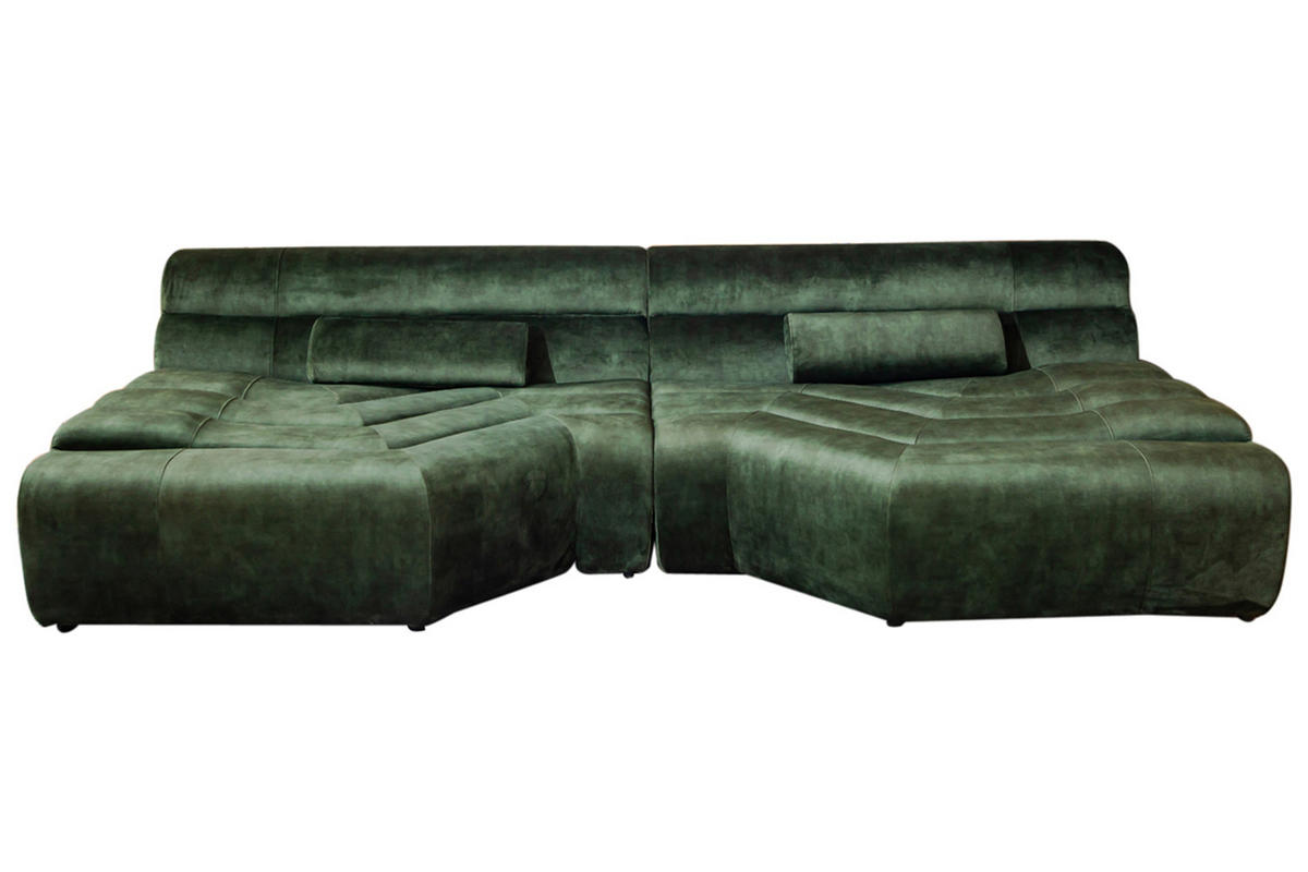 BIG SOFA MIT KISSEN TARA Grün Velvet - Grün, Textil (286/76/143cm) - KAWOLA
