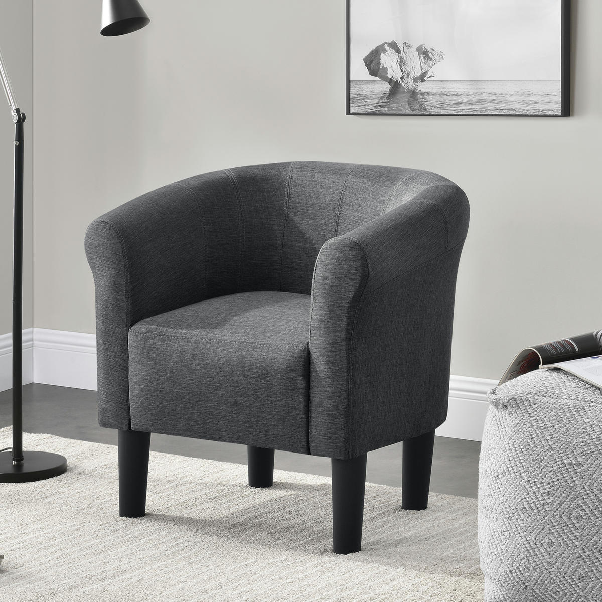 SESSEL Jelgava Textil Grau - Grau, Textil (70/70/58cm) - [en.casa]