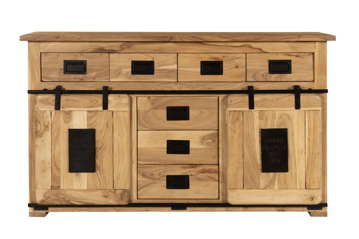 SIDEBOARD LIBRO - Beige/Naturfarben, Akazienholz/Holz (150/90/45cm) - SAM