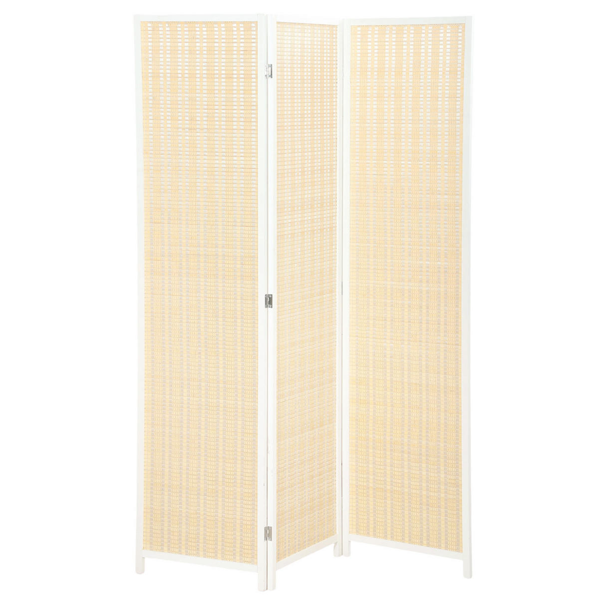 PARAVENT 3-tlg DE-14372 faltbar mit Bambusgeflecht Weiß - Weiß, Naturmaterialen (135/180/1.7cm) - ComfortXL