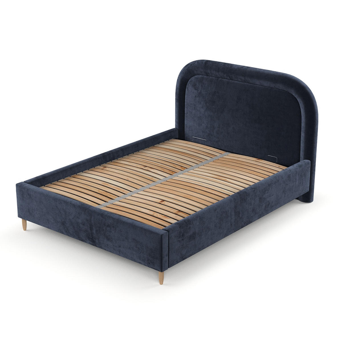 POLSTERBETT Zoya 120/200 cm Marineblau im Lotta Stoff - Naturfarben/Dunkelblau, Holz/Holzwerkstoff (120/200cm) - AltaBeds