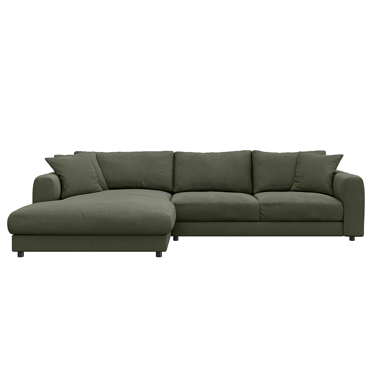 ECKSOFA mit Longchair - Schwarz/Grau, Holz/Kunststoff (286/183cm) - home24