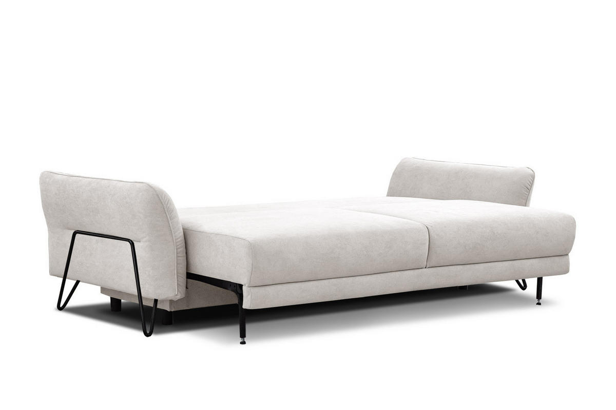 SOFA LOREM 3-Sitzer mit Schlaffunktion, ecru - Ecru/Schwarz, Holz/Textil (232/90/107cm) - Courtois Laville