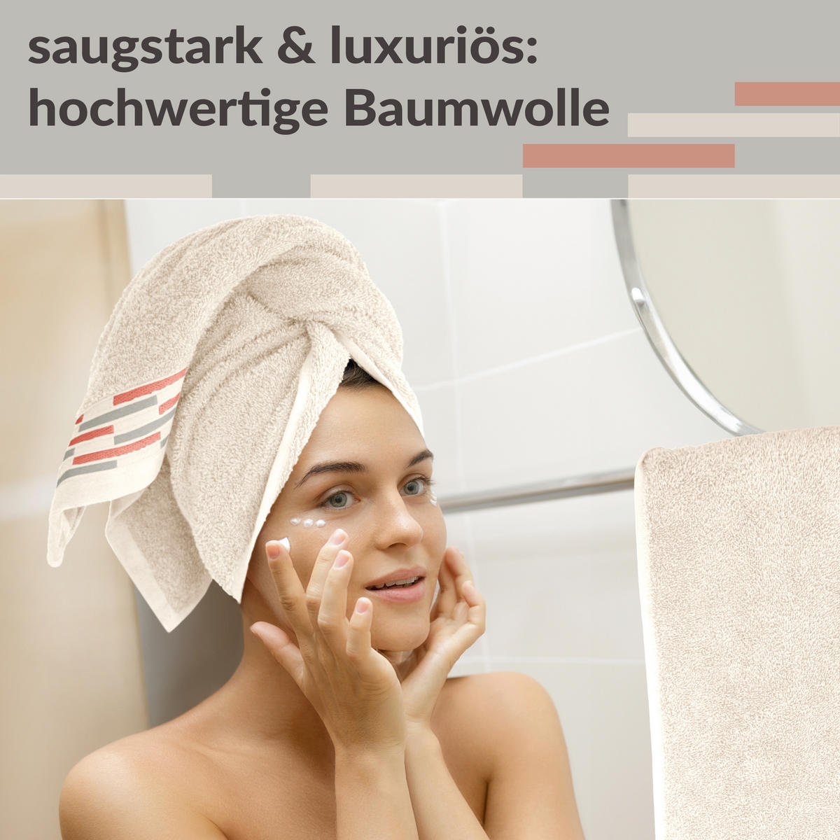HANDTUCH Lugano Natur 2er 50x100 cm - Naturfarben, Textil (50/100cm) - Lashuma