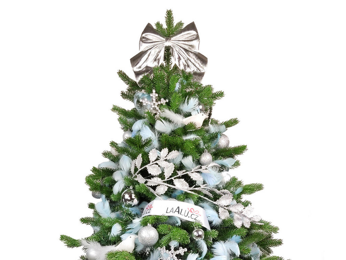 WEIHNACHTSBAUMSCHMUCK-SET HIMMELSSILBER 131-teilig, für Weihnachtsbäume 240–270 cm, inkl. Aufbewahrungsbox - Silberfarben/Weiß, Kunststoff/Textil (55/50/75cm) - LAALU