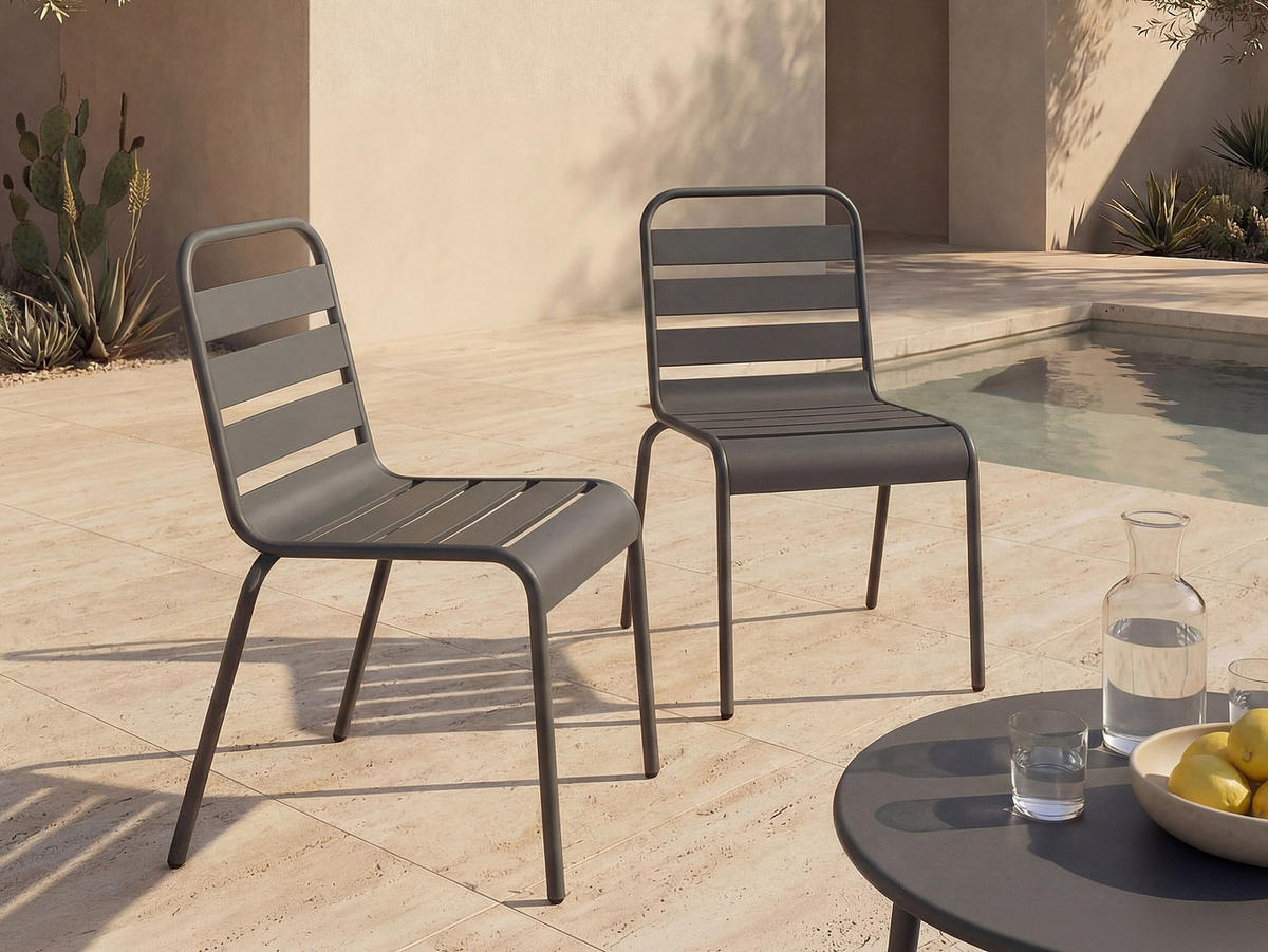 GARTENSTUHL - 47.5 cmcm x 59 cmcm - Metall - Anthrazitgrau - MIRMANDE - Anthrazit, Metall (47.5/79/59cm) - Vente-Unique