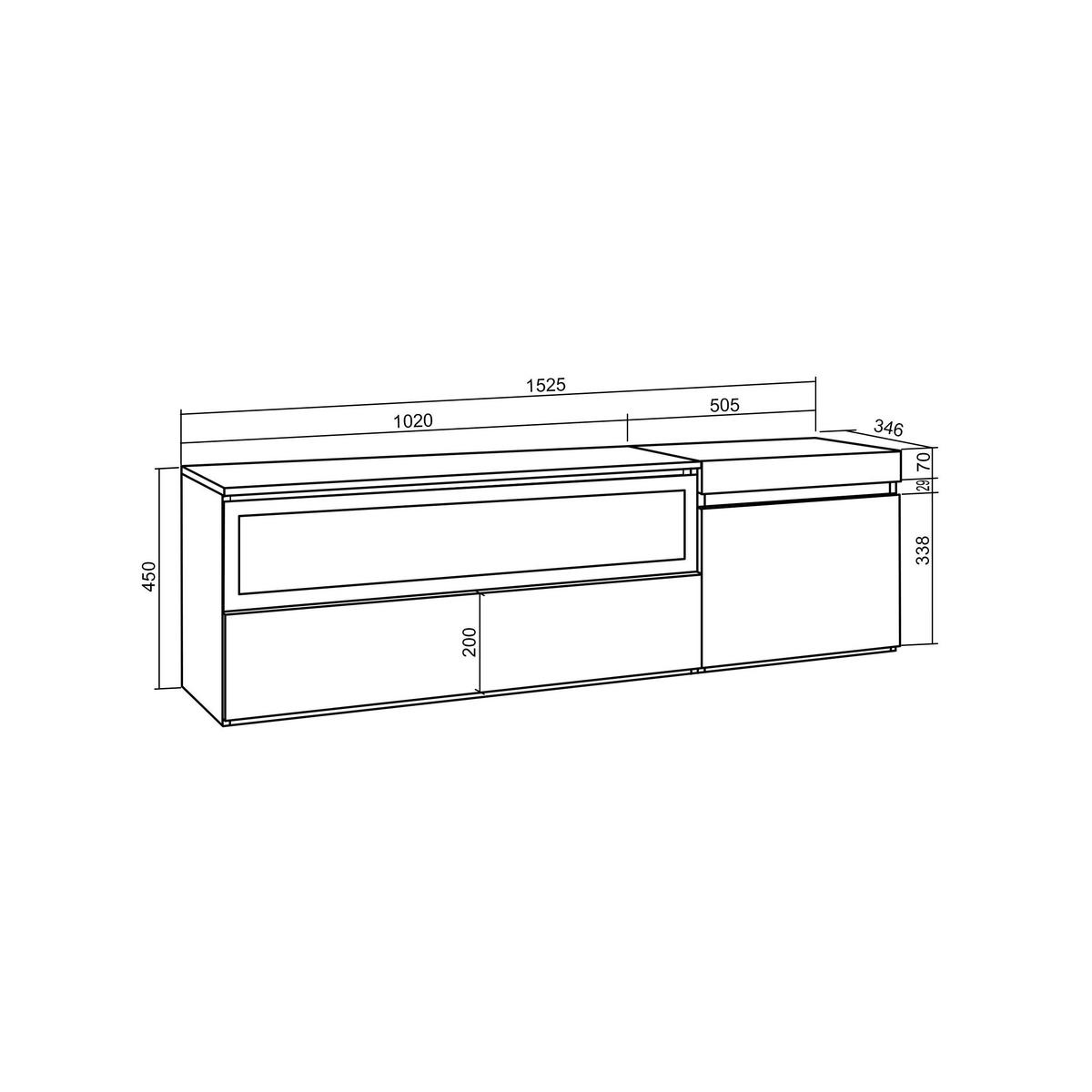 TV-SCHRANK schwarz, mit Elektrokamin, Hängend, 150/35/45cm - Anthrazit/Schwarz, Holzwerkstoff (150/45/35cm) - Skraut Home