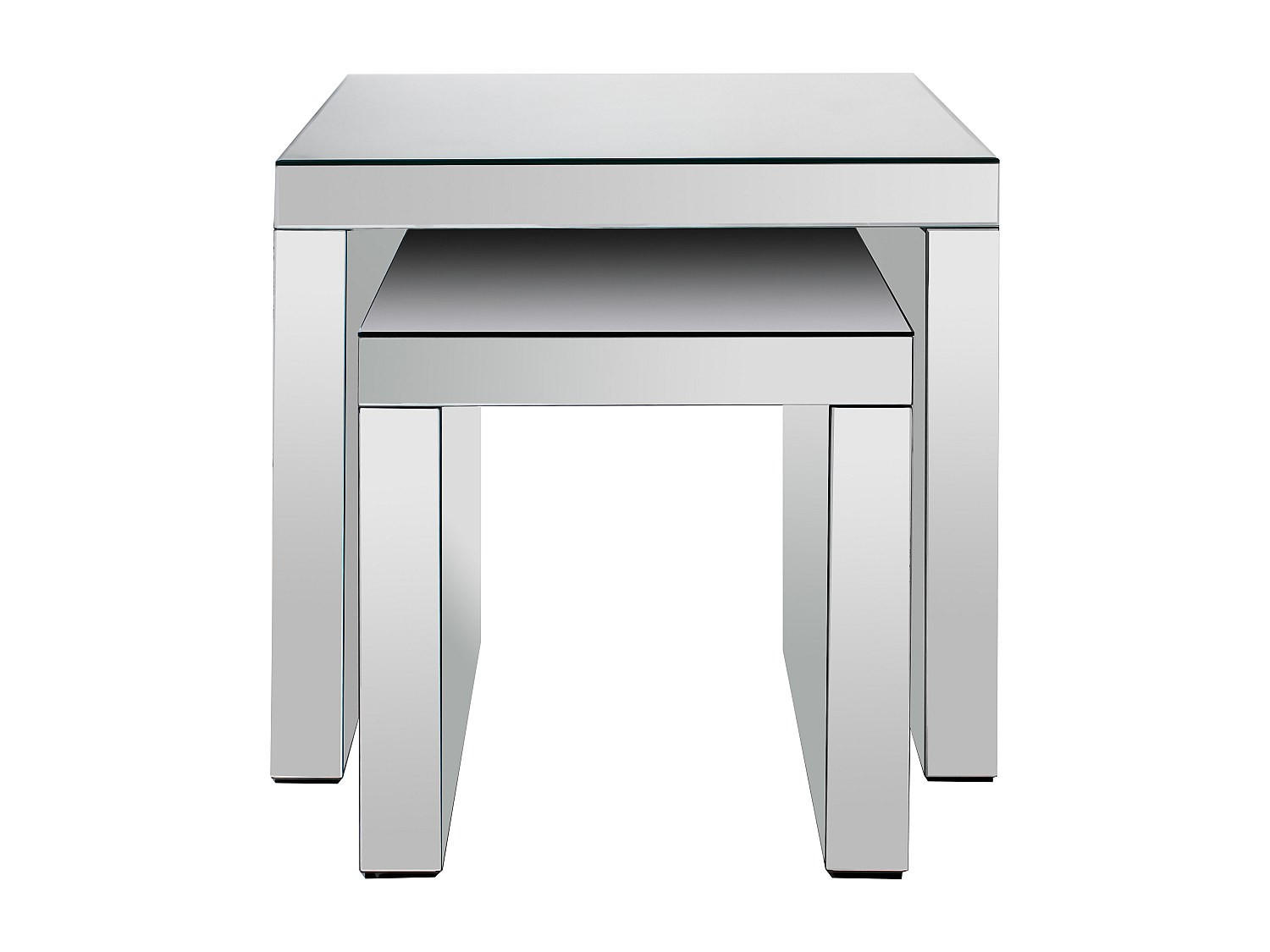 COUCHTISCH Set - 30 cmcm x 30 cmcm - Glas - Silberfarben - YERVINI - Silberfarben, Glas (30/30/50cm) - Vente-Unique