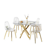 ESSGRUPPE DE-39338 5-teilig, mit 4 Samtstühlen Gold - Goldfarben, Metall (80/75/80cm) - ComfortXL