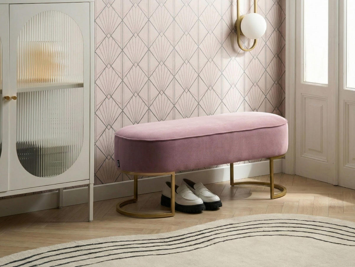 POLSTERBANK Samtstoff Rosa Milry - Pink, Textil (104/40/40cm) - Beliani