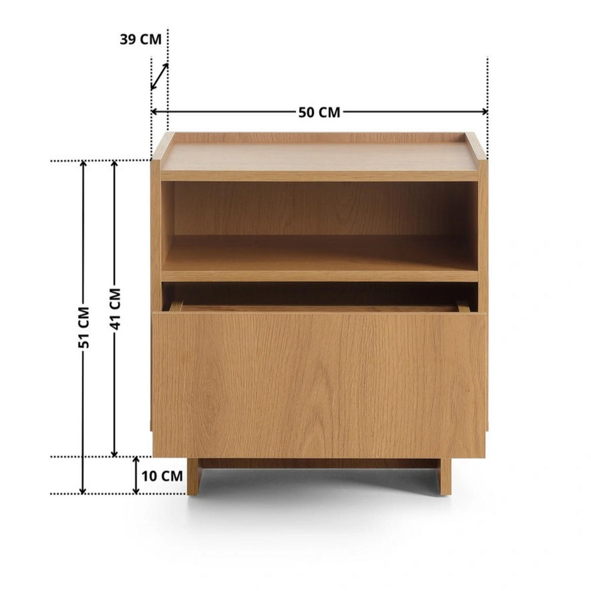 NACHTKOMMODE SUNA 50 cm (Karamell Eiche, Push to Open) - Eichefarben, Holz/Holzwerkstoff (50/51/39cm) - Ravio
