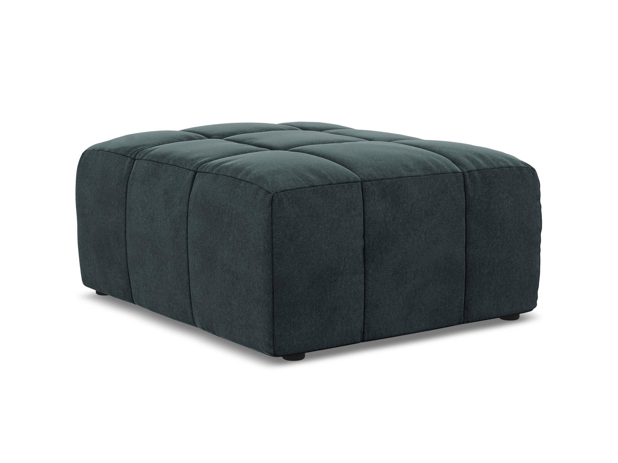 POUF Samt Stoff Blau - Petrol/Schwarz, Holzwerkstoff/Kunststoff (75/41/90cm) - Makamii
