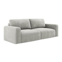 3-SITZER SOFA mit Schlaffunktion Chenille Stoff Grau - Hellgrau/Schwarz, Kunststoff/Textil (244/79/102cm) - LaMiaSofa