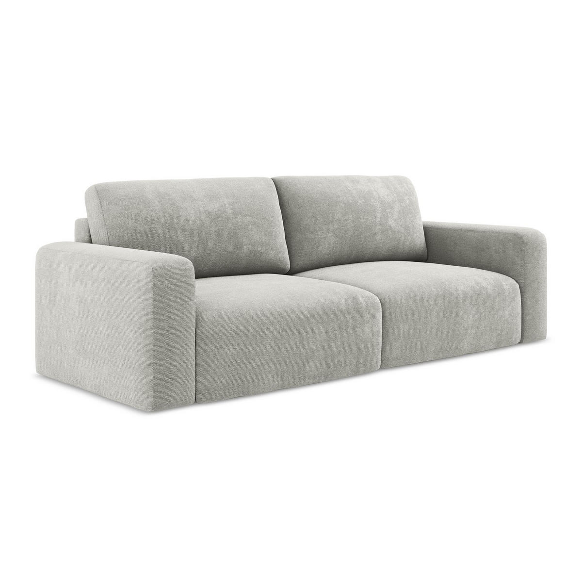 3-SITZER SOFA mit Schlaffunktion Chenille Stoff Grau - Hellgrau/Schwarz, Kunststoff/Textil (244/79/102cm) - LaMiaSofa