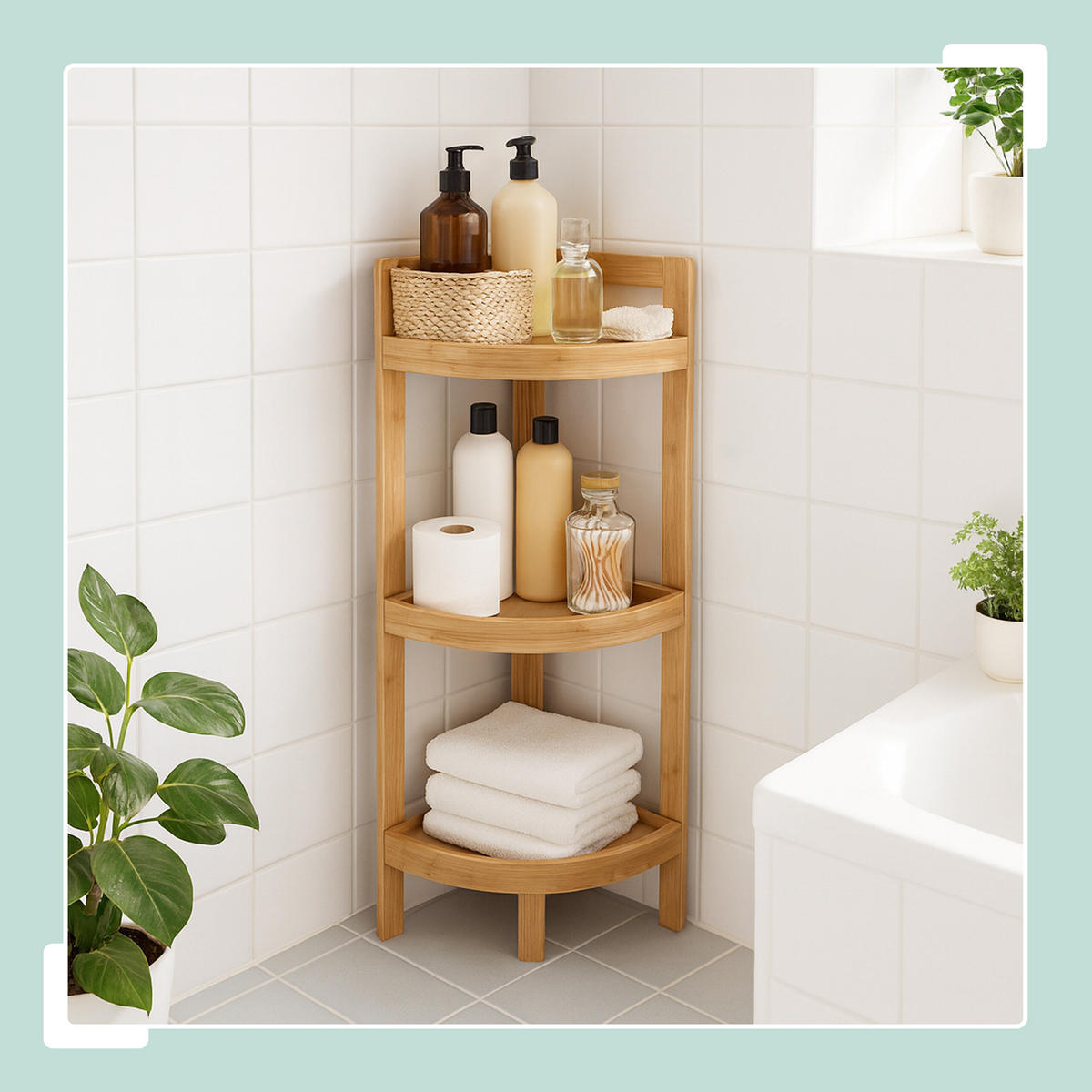 ECKREGAL Natur Bambus 3 Ablagen 77x23x23 cm - Hellbraun, Holz/Holzwerkstoff (23/77/23cm) - Relaxdays