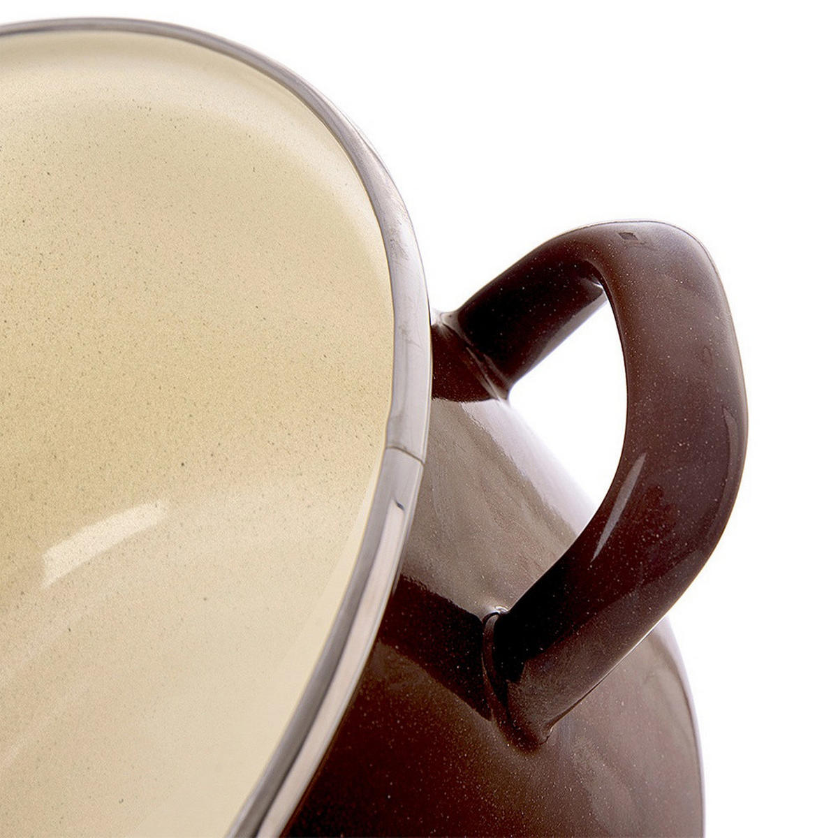 EMAILLIERTOPF Brown mit Griffen braun - Braun, Metall (14cm) - Orion 