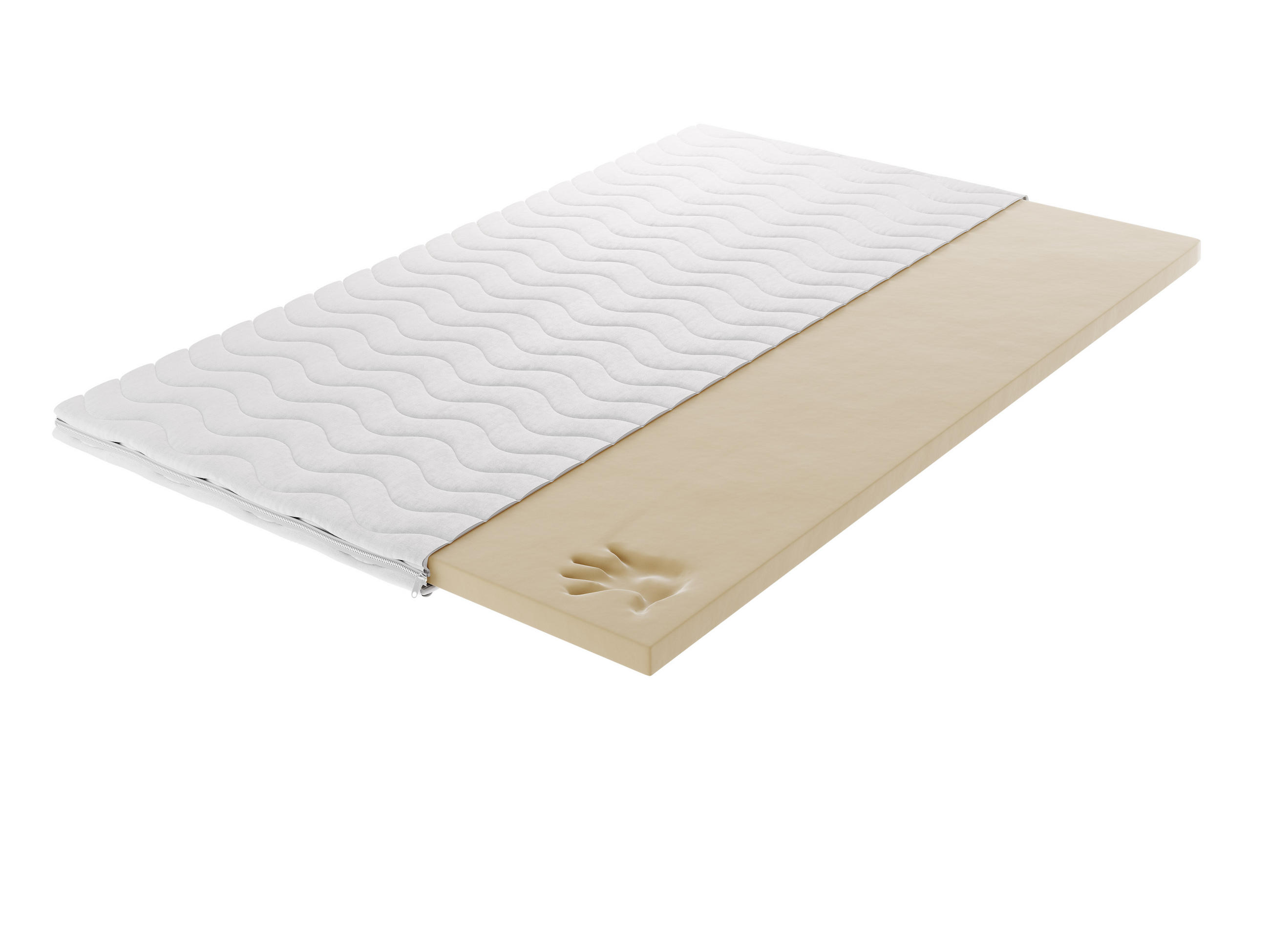 KALTSCHAUMMATRATZE TOPPER VELVION VISCO 200x200, H1, Höhe ca.: 5 cm - Weiß, Textil - MASSENO