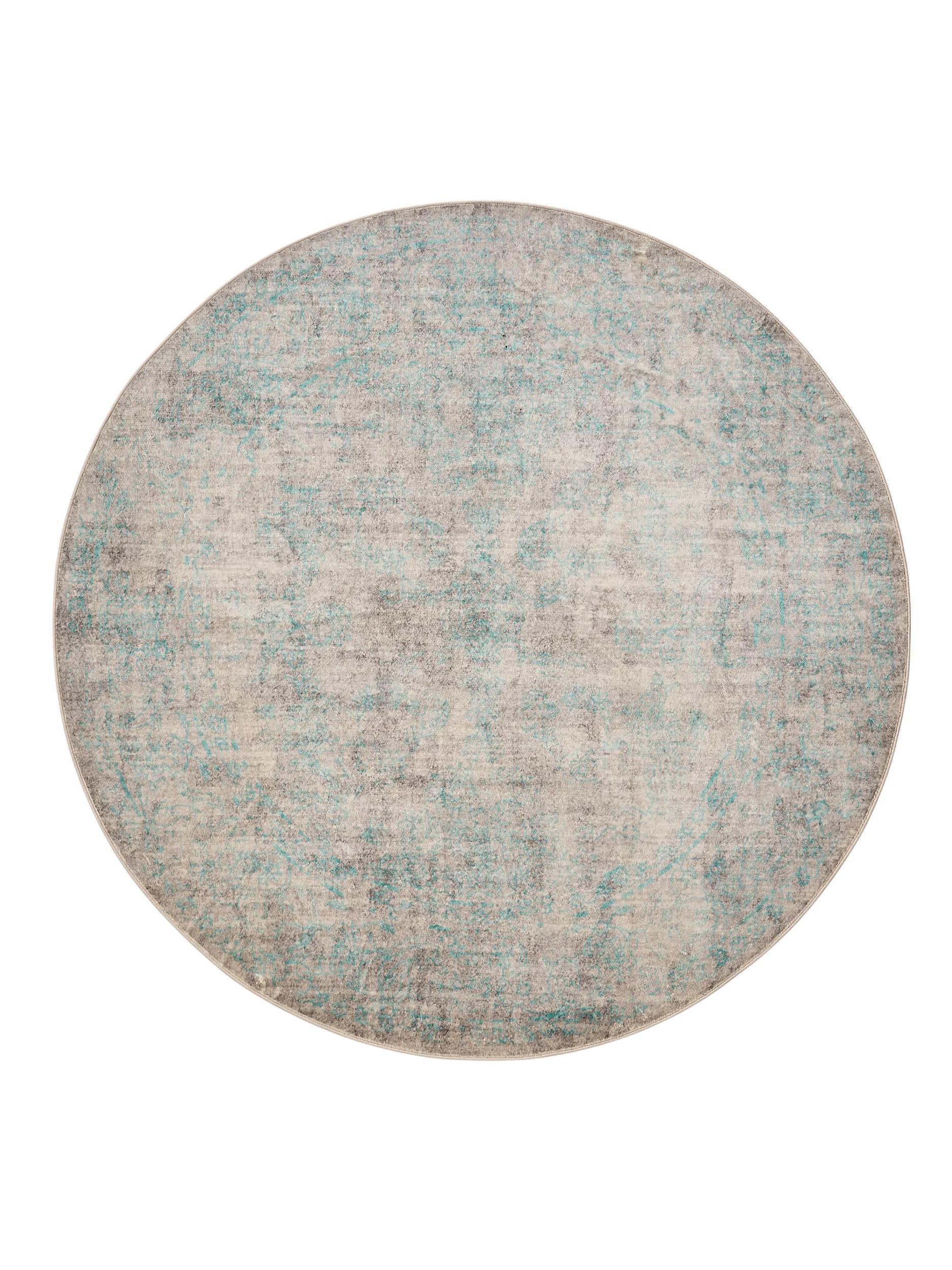 VINTAGE-TEPPICH Miray waschbar ø 160 cm rund - Türkis/Grau, Kunststoff (160/160cm) - benuta Nest