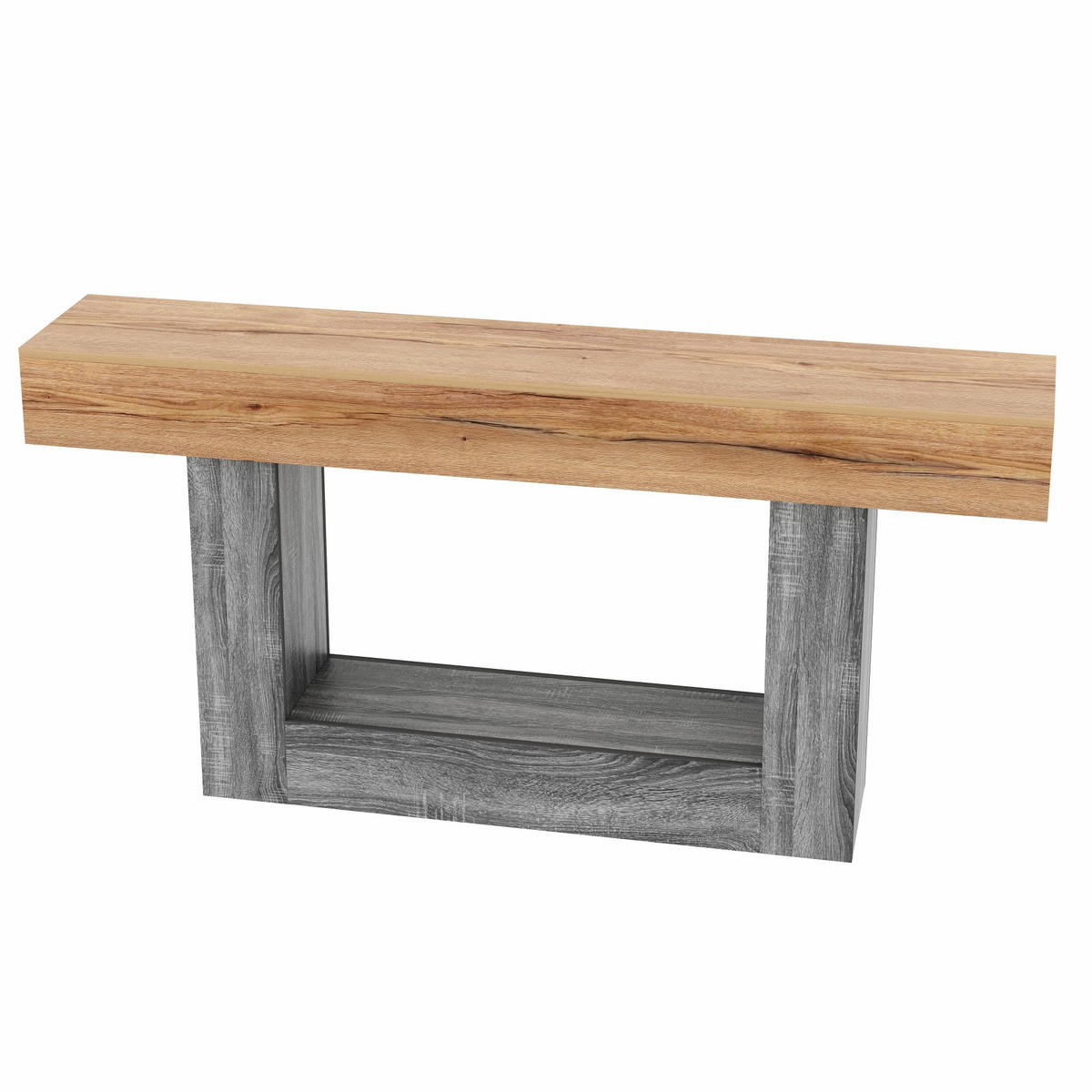 KONSOLENTISCH in Holzoptik Zweifarbige Beistelltisch für Flur/Wohnzimmer, 160L/30B/82,5(cm) - Naturfarben/Grau, Holzwerkstoff (30/160/82.5cm) - STILVORA