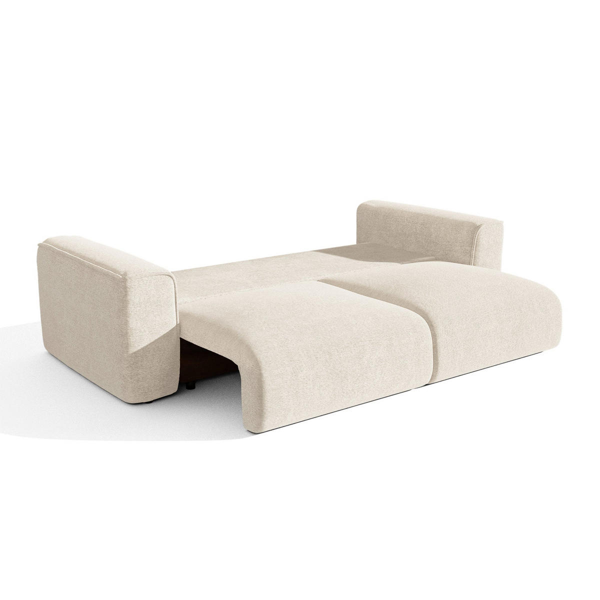 SCHLAFSOFA mit Stauraum COMO Bouclé-Stoff Creme 254cm - Creme, Textil (254/78/95cm) - Premium Interiors