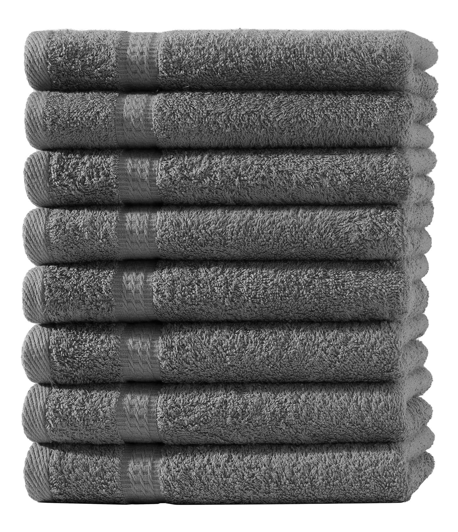 HANDTUCH 50x100 cm Frottier Handtücher im 8er Set aus 100% Baumwolle, Anthrazit 500g/m2 - Anthrazit, Textil (50/100cm) - Carpe Sonno