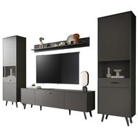 WOHNWAND grau matt 4-teilig 331 cm, Schrankwand mit Struktur - Schwarz/Grau, Glas/Holzwerkstoff (331/195/40cm) - Inn.Furn