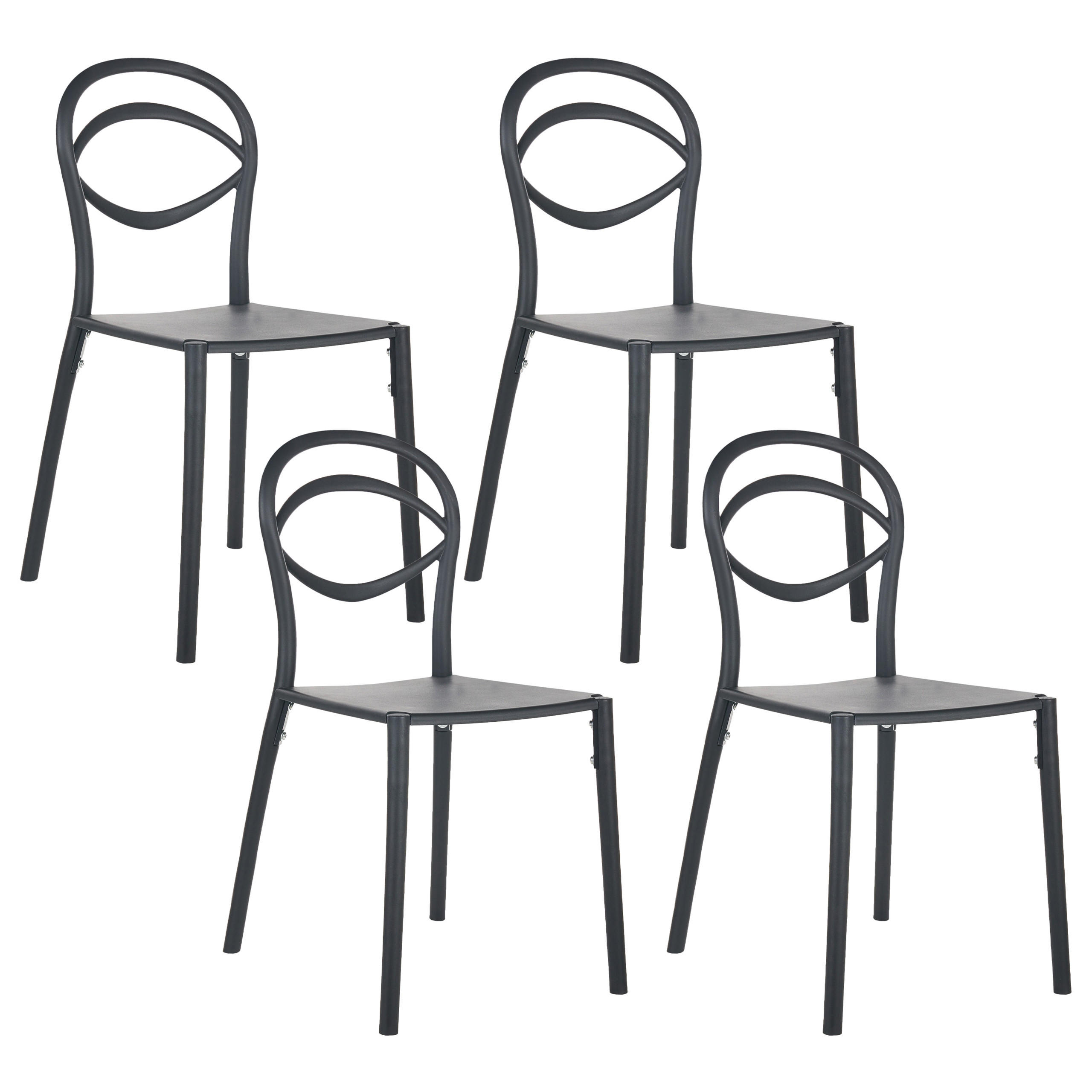 GARTENSTUHL 4er-Set Schwarz Covolo - Schwarz, Kunststoff (50/86/52cm) - Beliani
