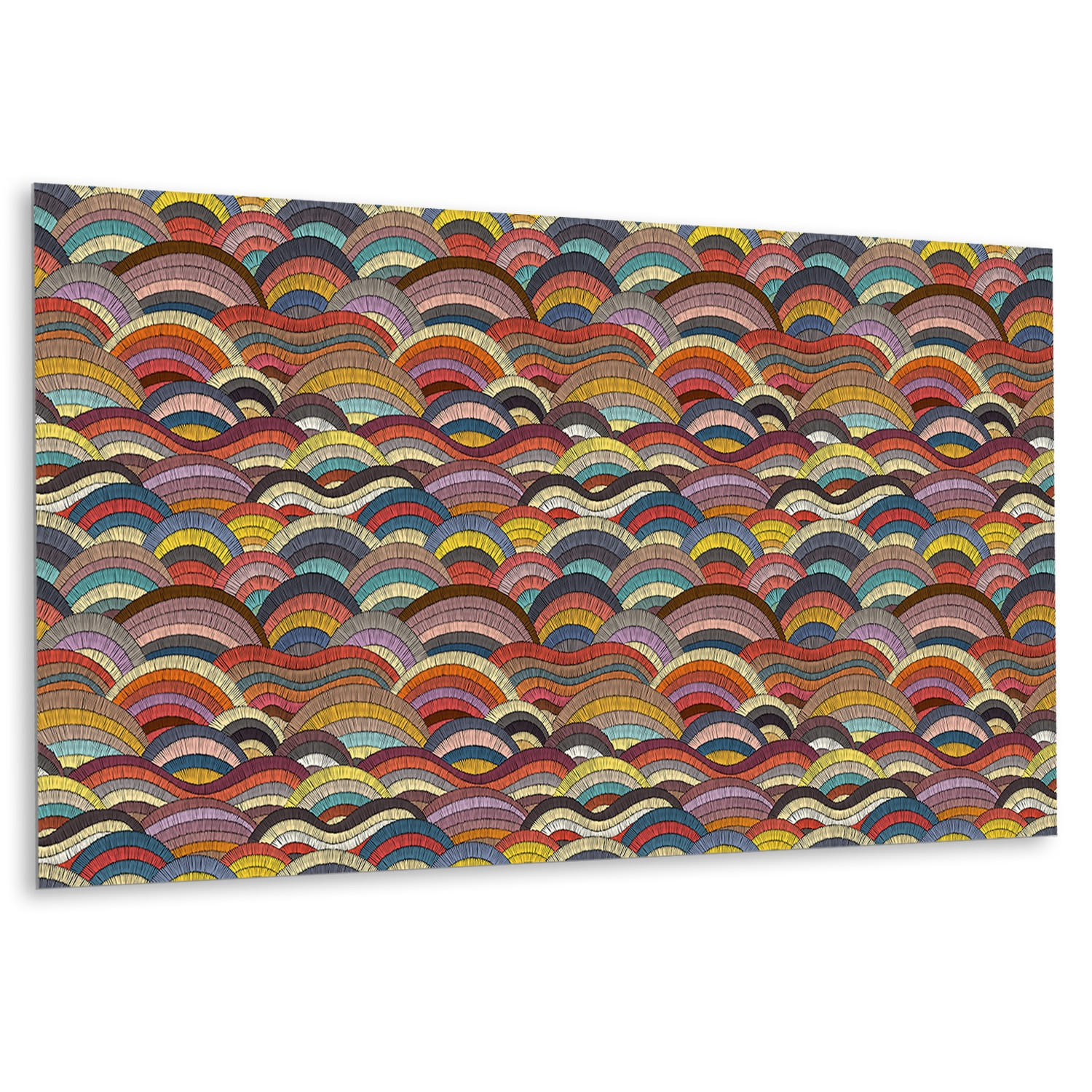 WANDPANEEL 100 x 50 cm Patchwork-Wellen - Multicolor/Dunkelrot, Textil (100/1.6/50cm) - TULUP