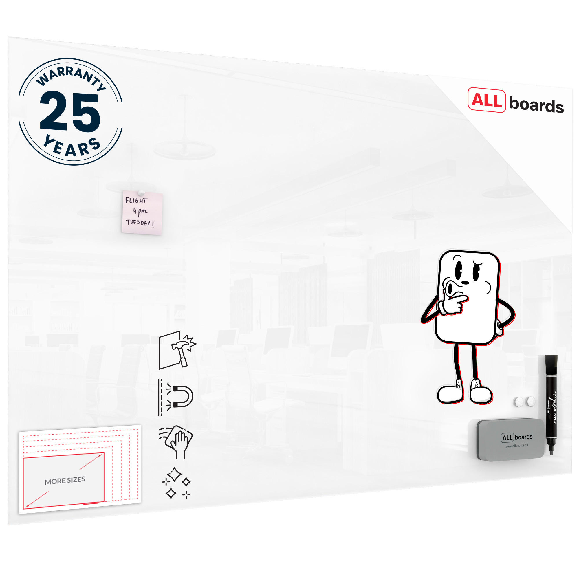 GLASBOARD - Premium SUPERWHITE Perlweiß 150x100cm - Weiß, Glas (150/100/0.8cm) - ALLboards