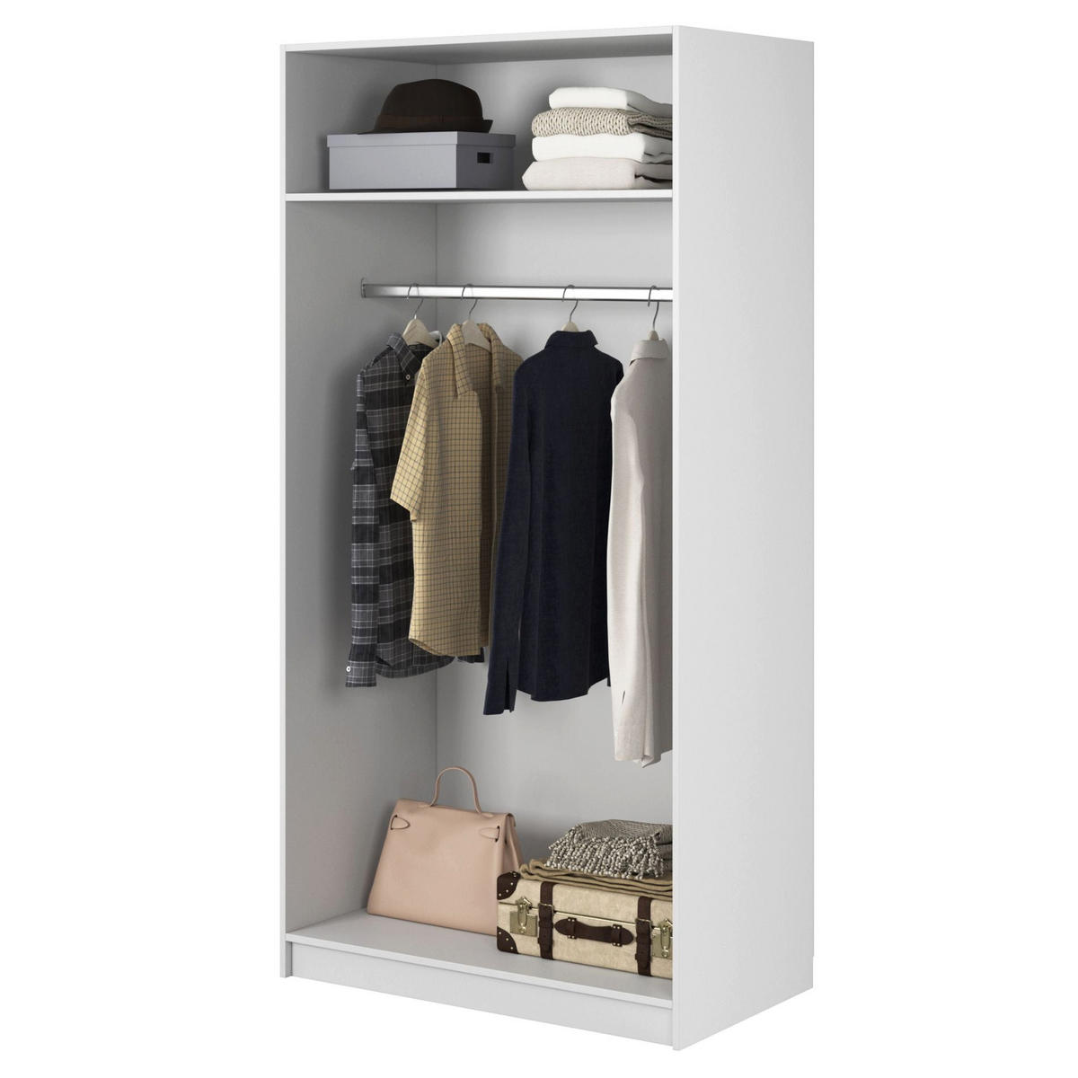 KLEIDERSCHRANK Frame Weiß 100 cm - Goldfarben/Weiß, Holzwerkstoff/Metall (100/200.5/57cm) - Selsey