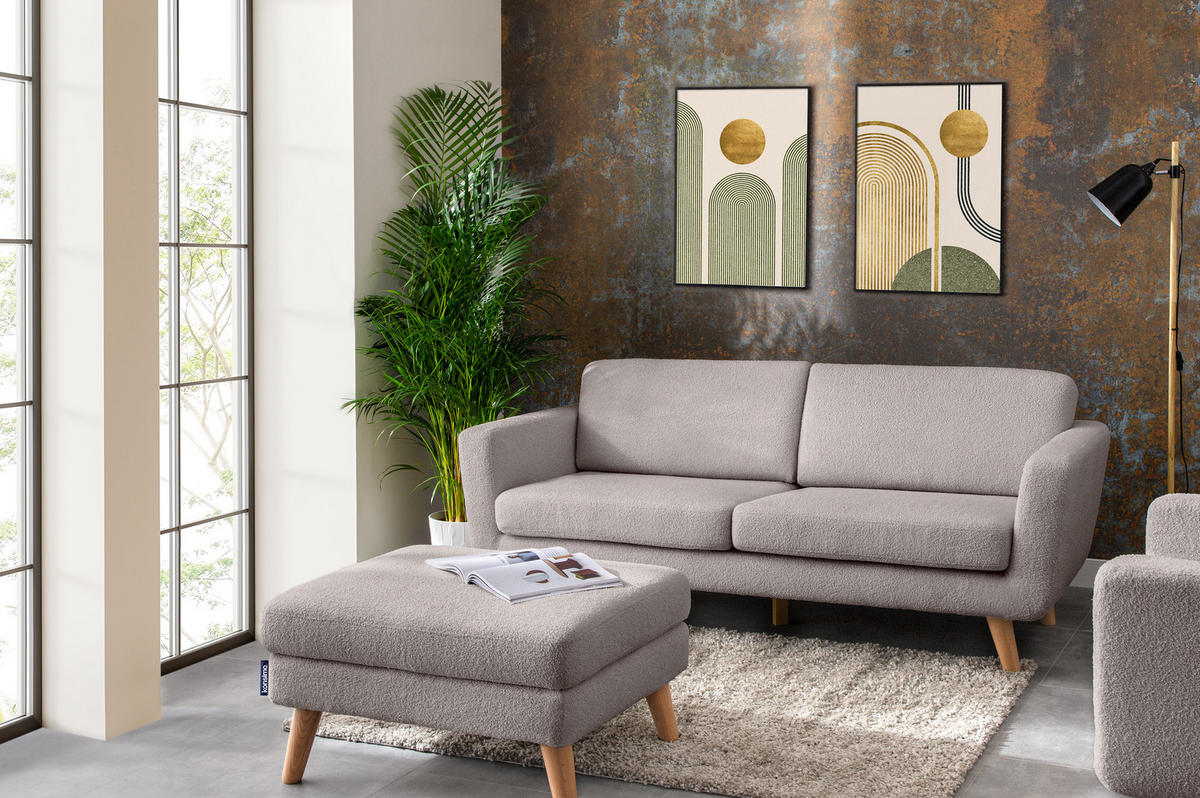 3-SITZER-SOFA TAGIO mit Armlehnen, Hellgrau - Hellgrau/Braun, Buchenholz/Textil (88/80/190cm) - KONSIMO®