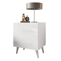 NACHTTISCH AURA LUX PUSH OPEN auf Beinen – Beinfarbe: Chrom - Weiß, Holzwerkstoff (45/55/38.5cm) - Lookway