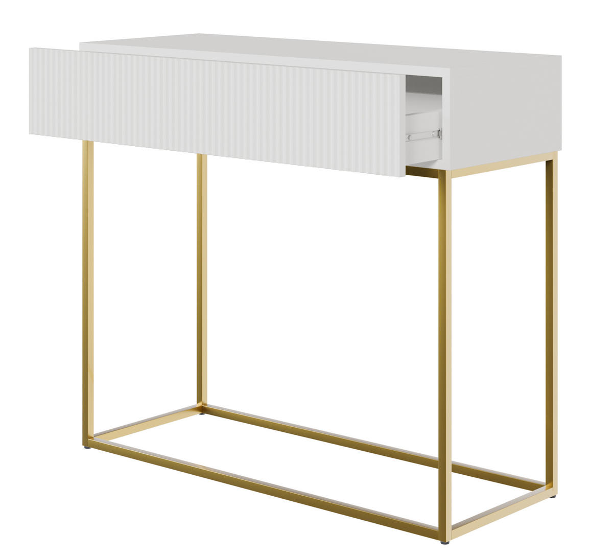 KONSOLENTISCH Veldio Weiß mit goldenen Beinen 90 cm - Goldfarben/Weiß, Holzwerkstoff/Metall (35.6/90/79cm) - Selsey